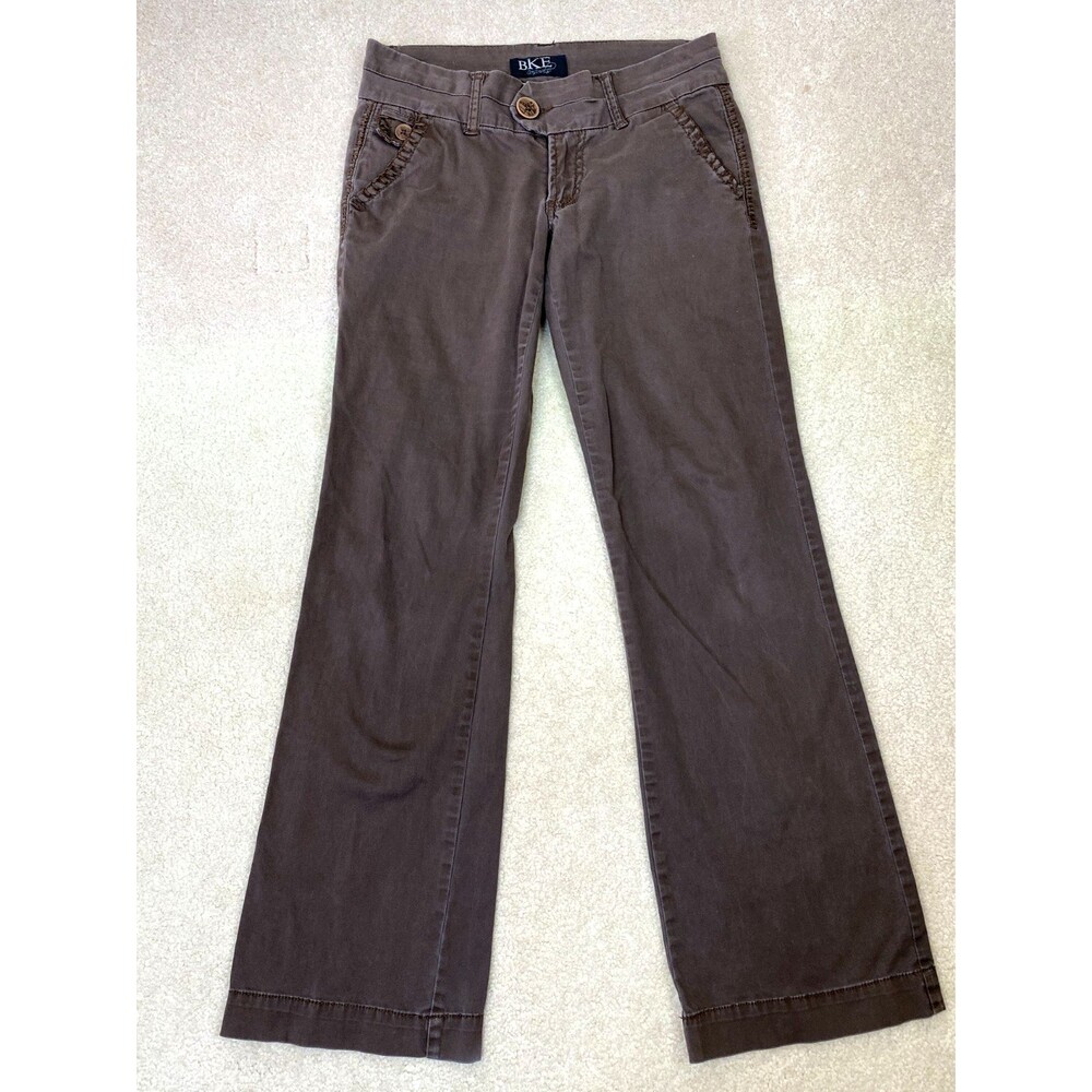 BKE Casuals Women's Mollie Bootcut Chino Brown Pants Size 27 Inseam 31" Jeans